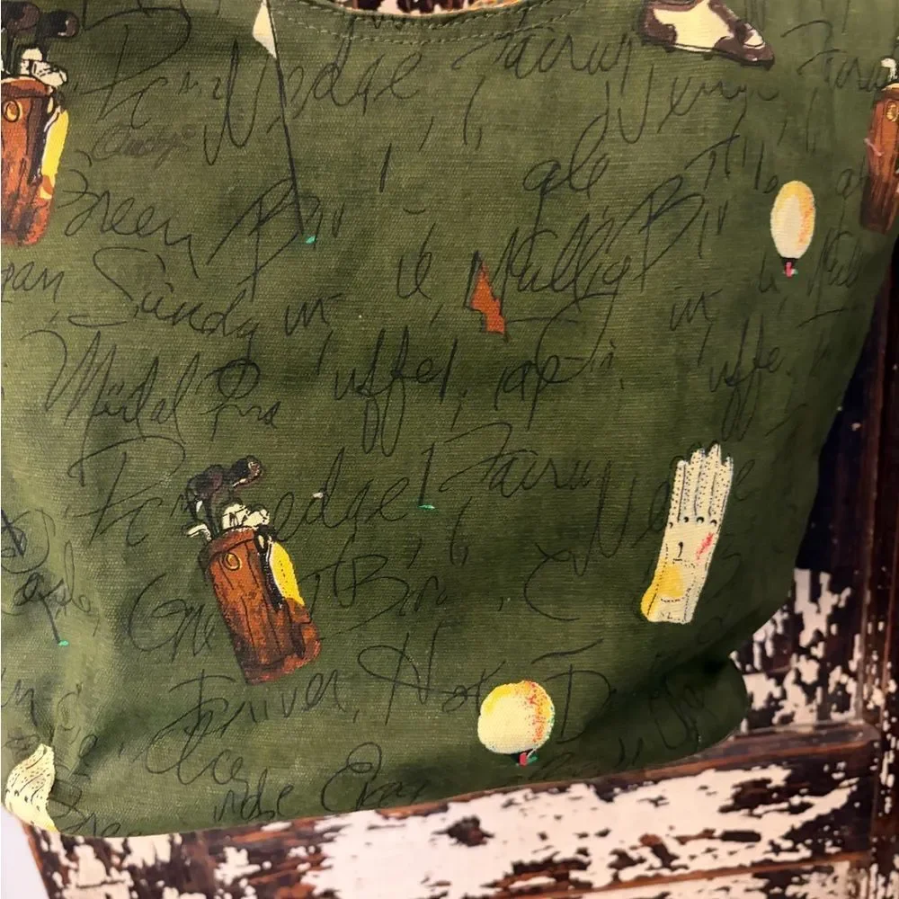 Anne Ormsby canvas 90’s Green Golf-Themed Tote Bag - Picture 5 of 15
